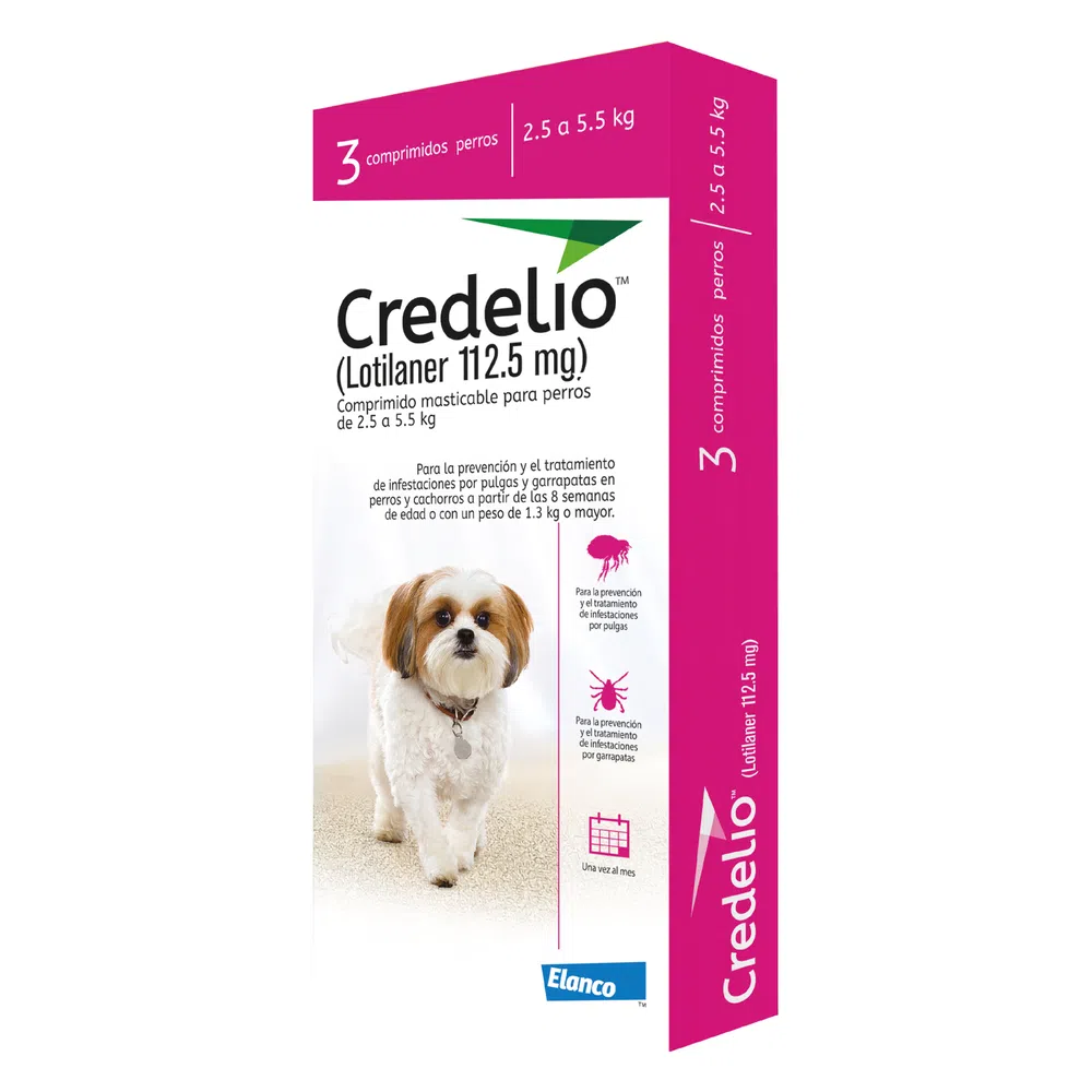 CREDELIO (2,5 - 5,5 KG) TAB 112.5 MG X 3 TAB (ROSADO)